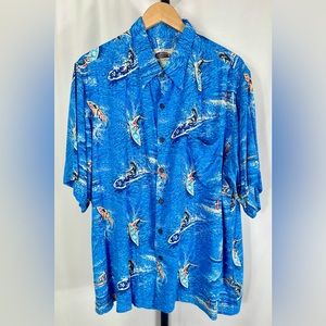 Vintage Eddy Y x Reyn Spooner Surfing Button-Up Shirt Men’s XL
